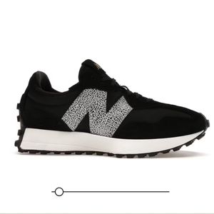New Balance 327 size 8 black & white with leopard